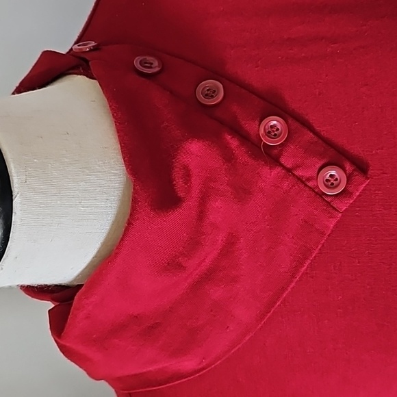 Maurices Dark Red Fold Over Turtleneck Short Sleeve Blouse - Picture 3 of 14